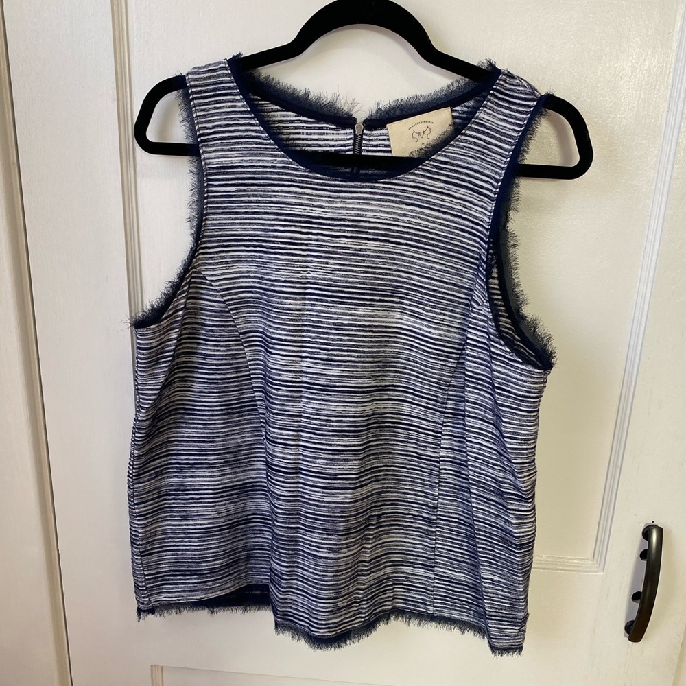 Anthropologie Blue and White Sleeveless Top